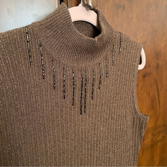 VTG brown knit mock neck top - Picture 1 of 5